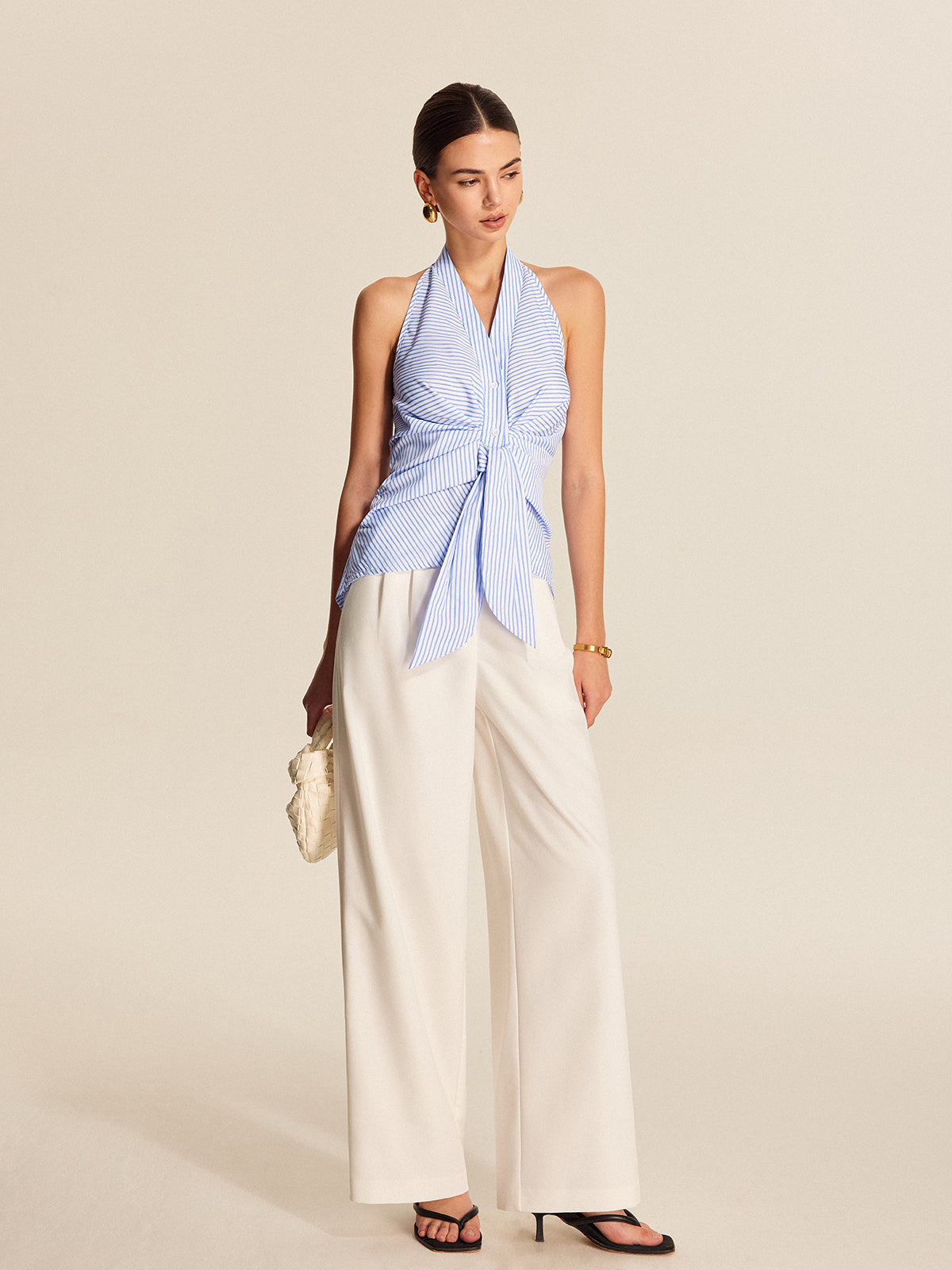 Striped Halter Tie Top - Chic Rio