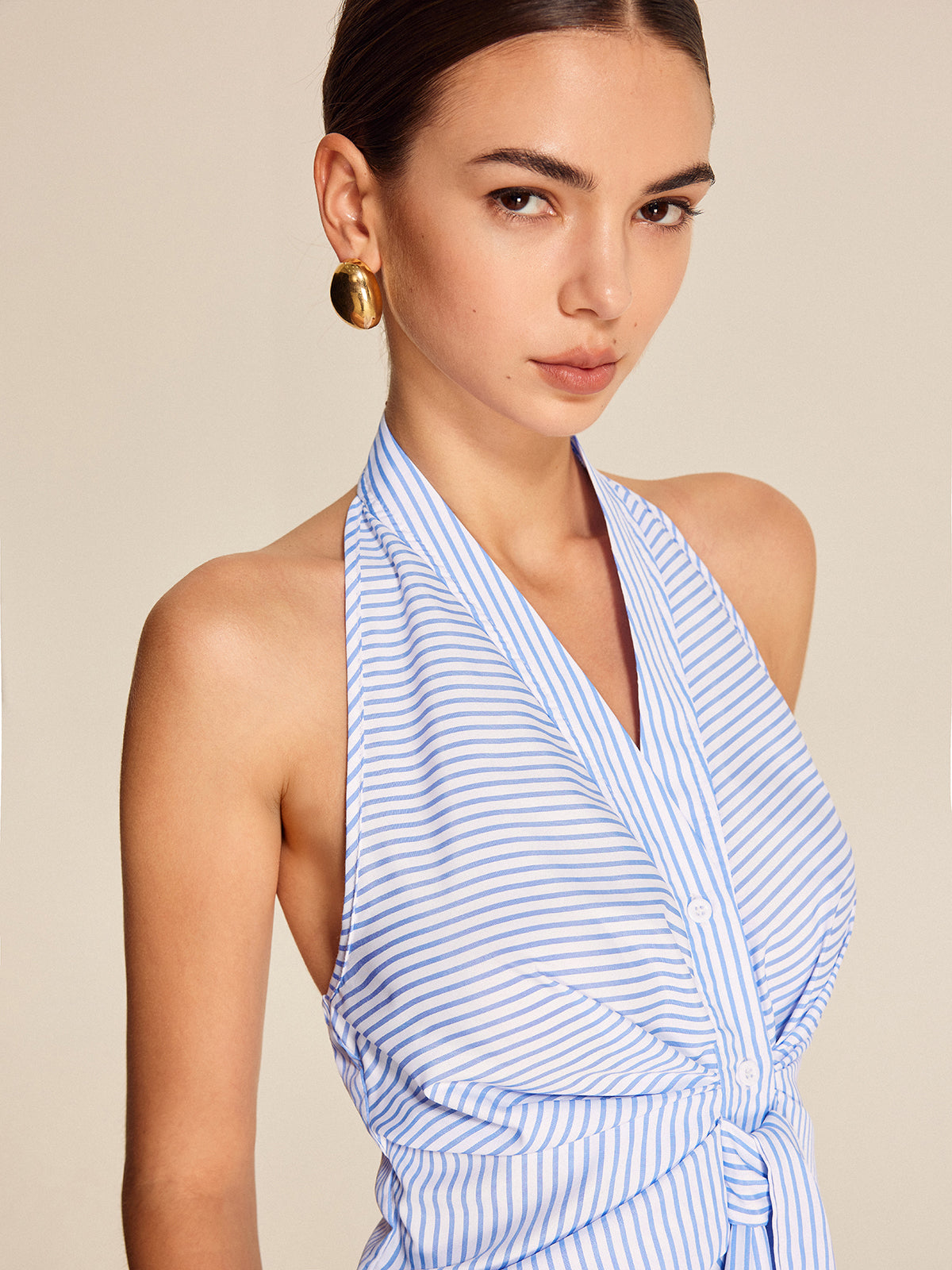 Striped Halter Tie Top - Chic Rio