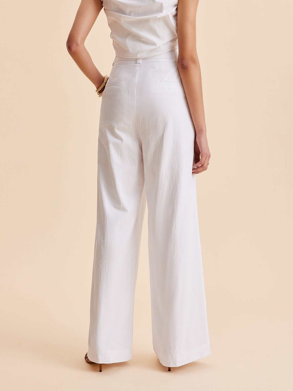 Cotton Mid-Waist Wide-Leg Pants With Pockets - Chic Rio