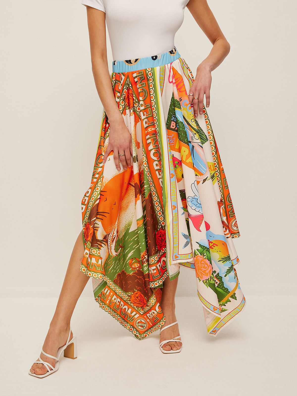 Printed Handkerchief Hem Skirt - Chic Rio