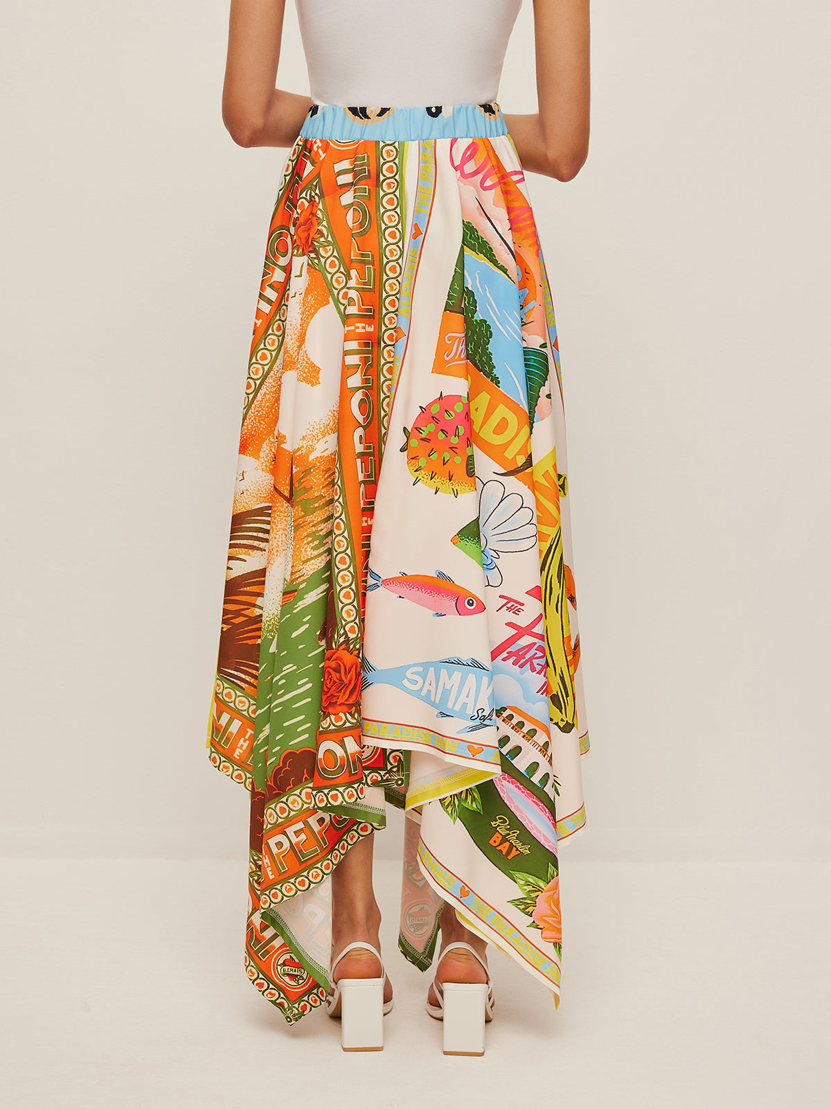Printed Handkerchief Hem Skirt - Chic Rio