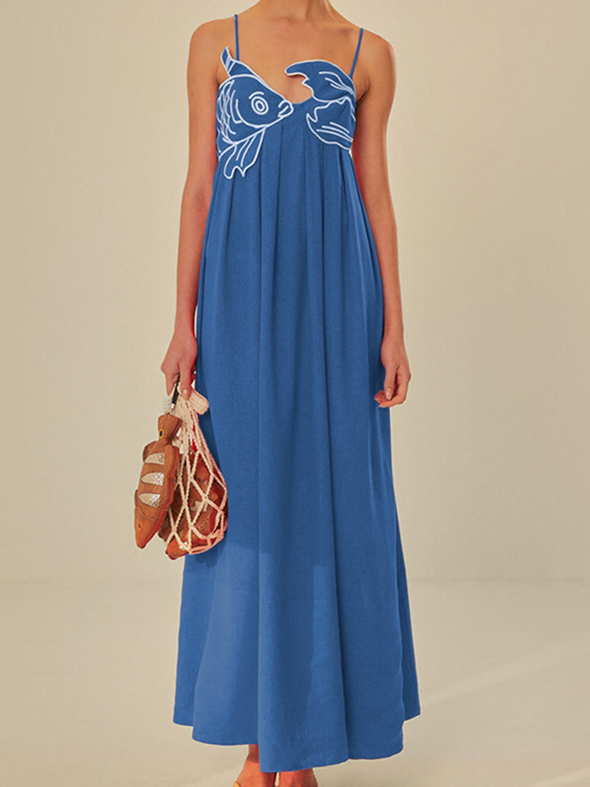 Embroidered Fish Semi-Sheer Cami Dress - Chic Rio