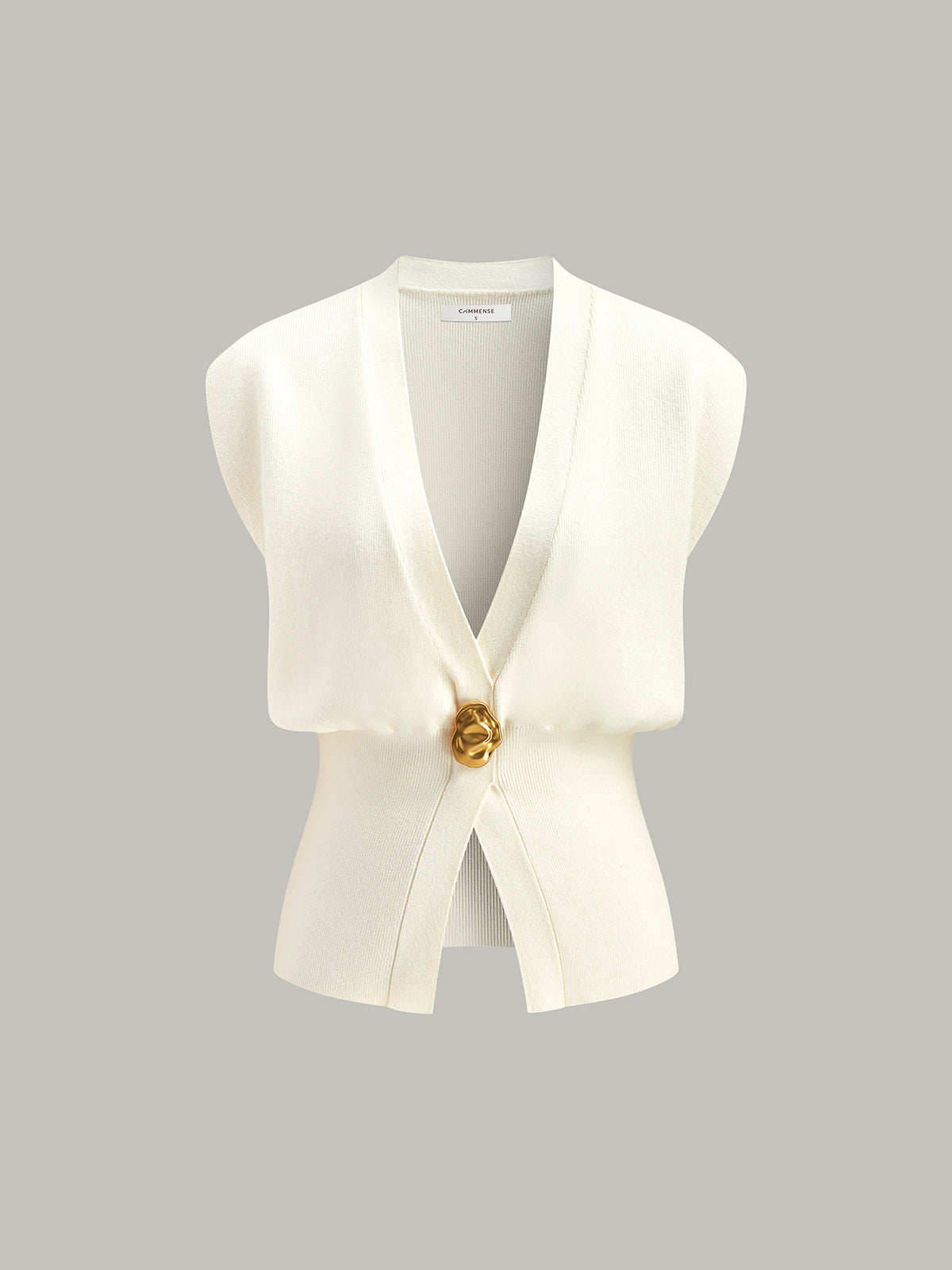 V-Neck Buttoned Detail Sweater Vest - Chic Rio