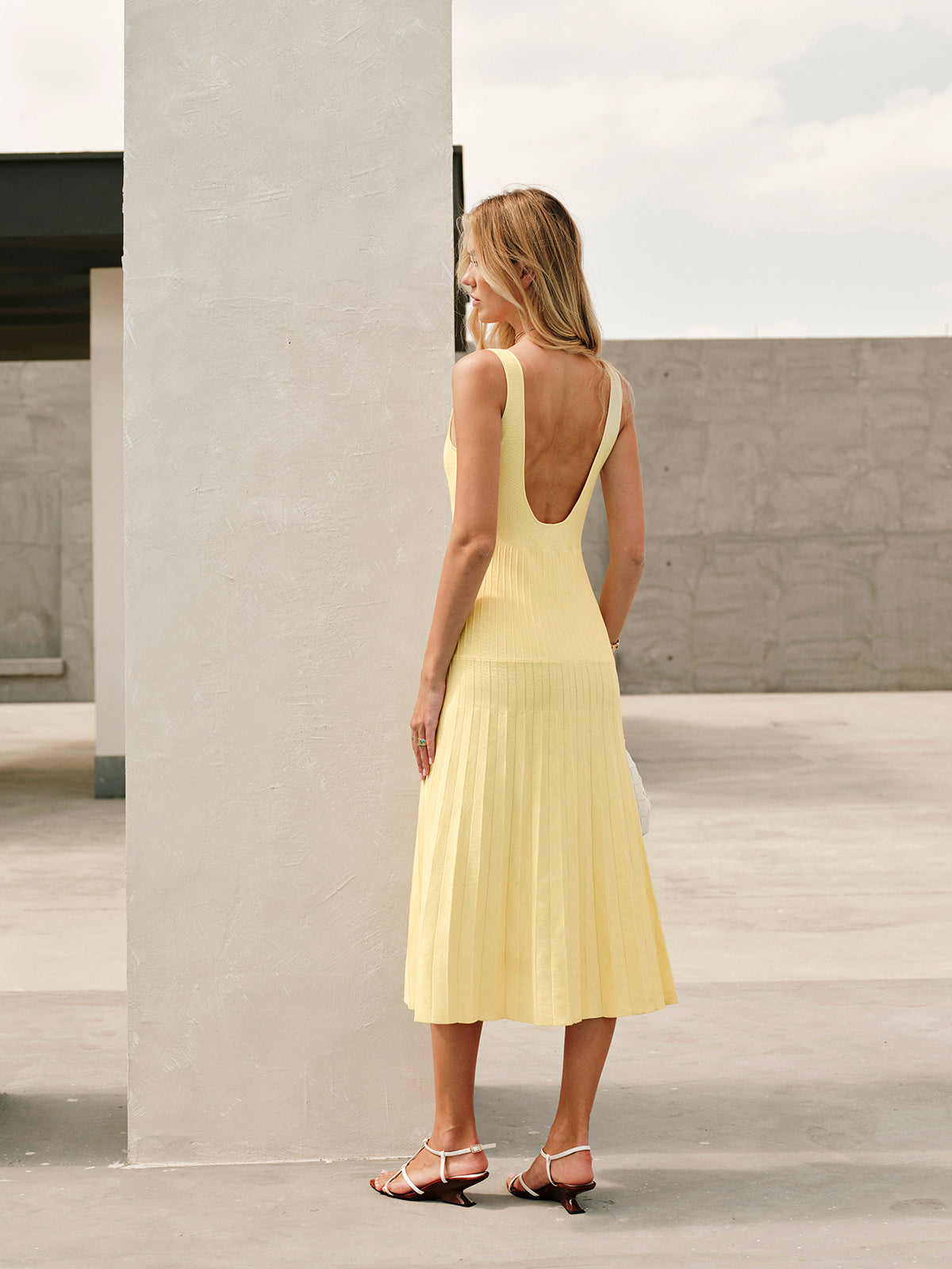 Square-Neck Ribbed Knit Dress - Chic Rio