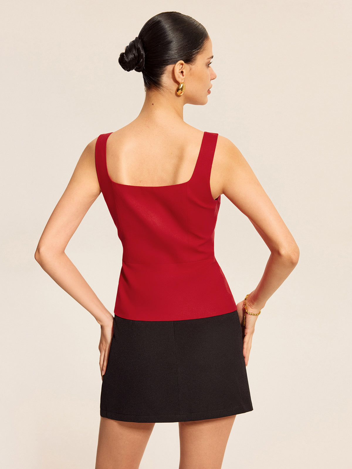 Cotton & Linen Square Neck Vest Top - Chic Rio