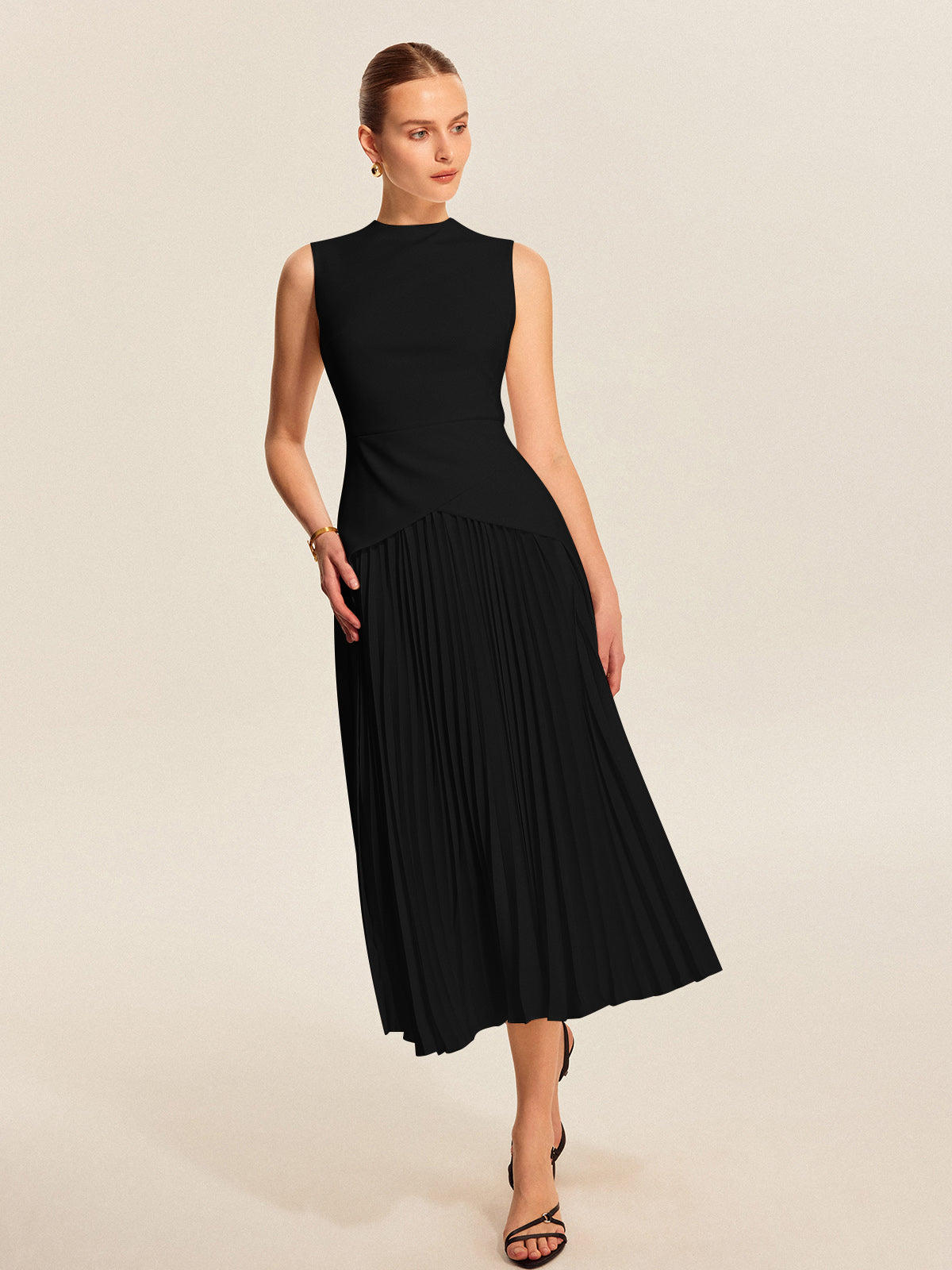Sleeveless Pleated Dress - Chic Rio