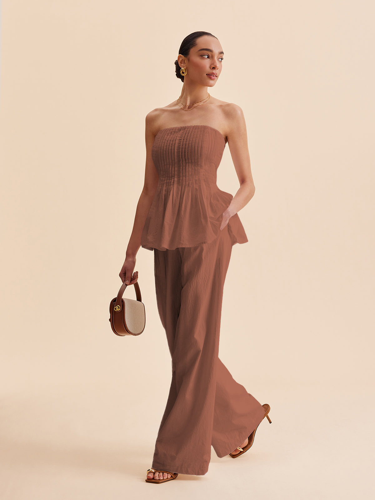 Cotton Mid-Waist Wide-Leg Pants With Pockets - Chic Rio