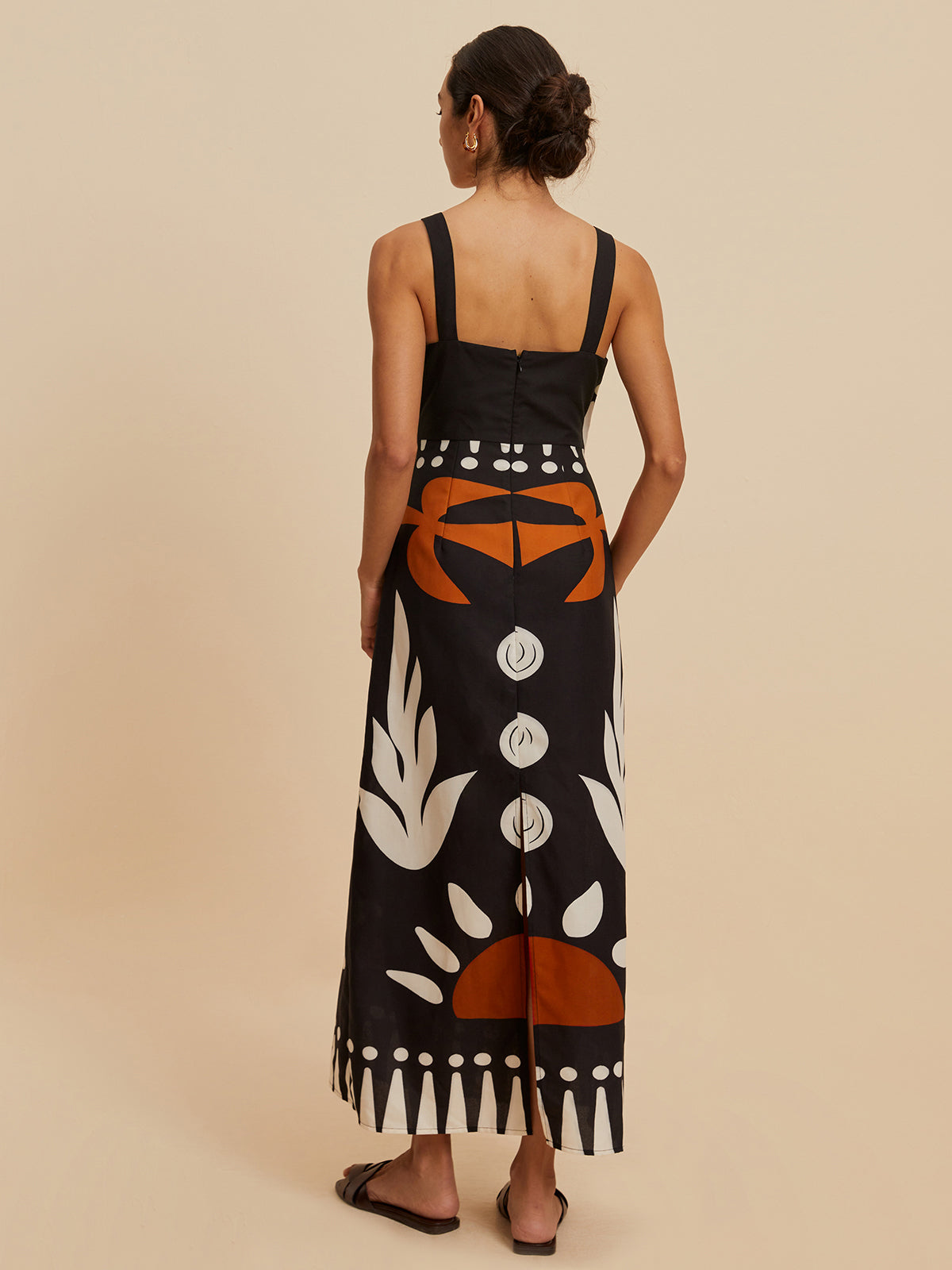 Cutout Zipper Sleeveless Floral Dress - Chic Rio