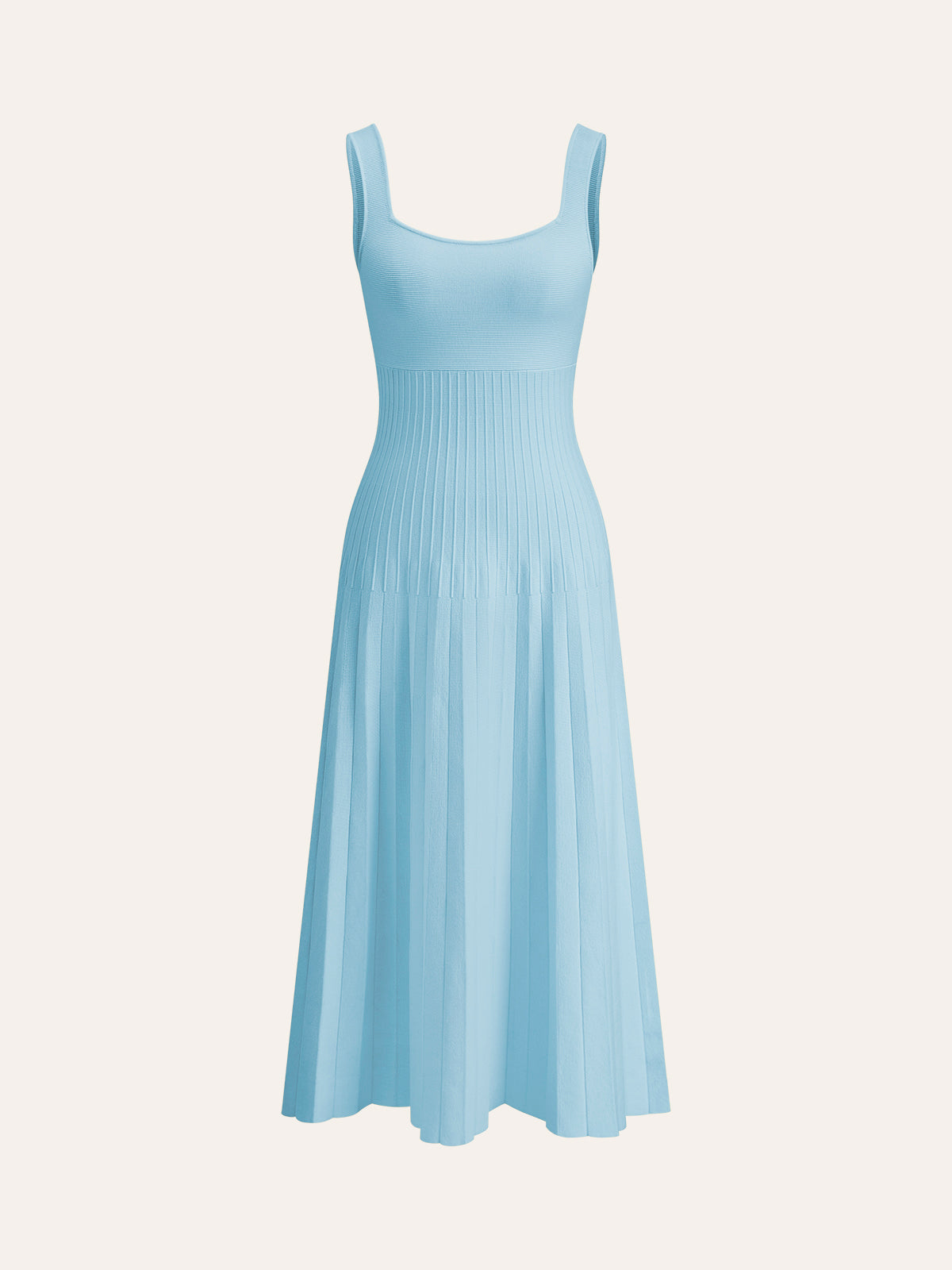 Square-Neck Ribbed Knit Dress - Chic Rio