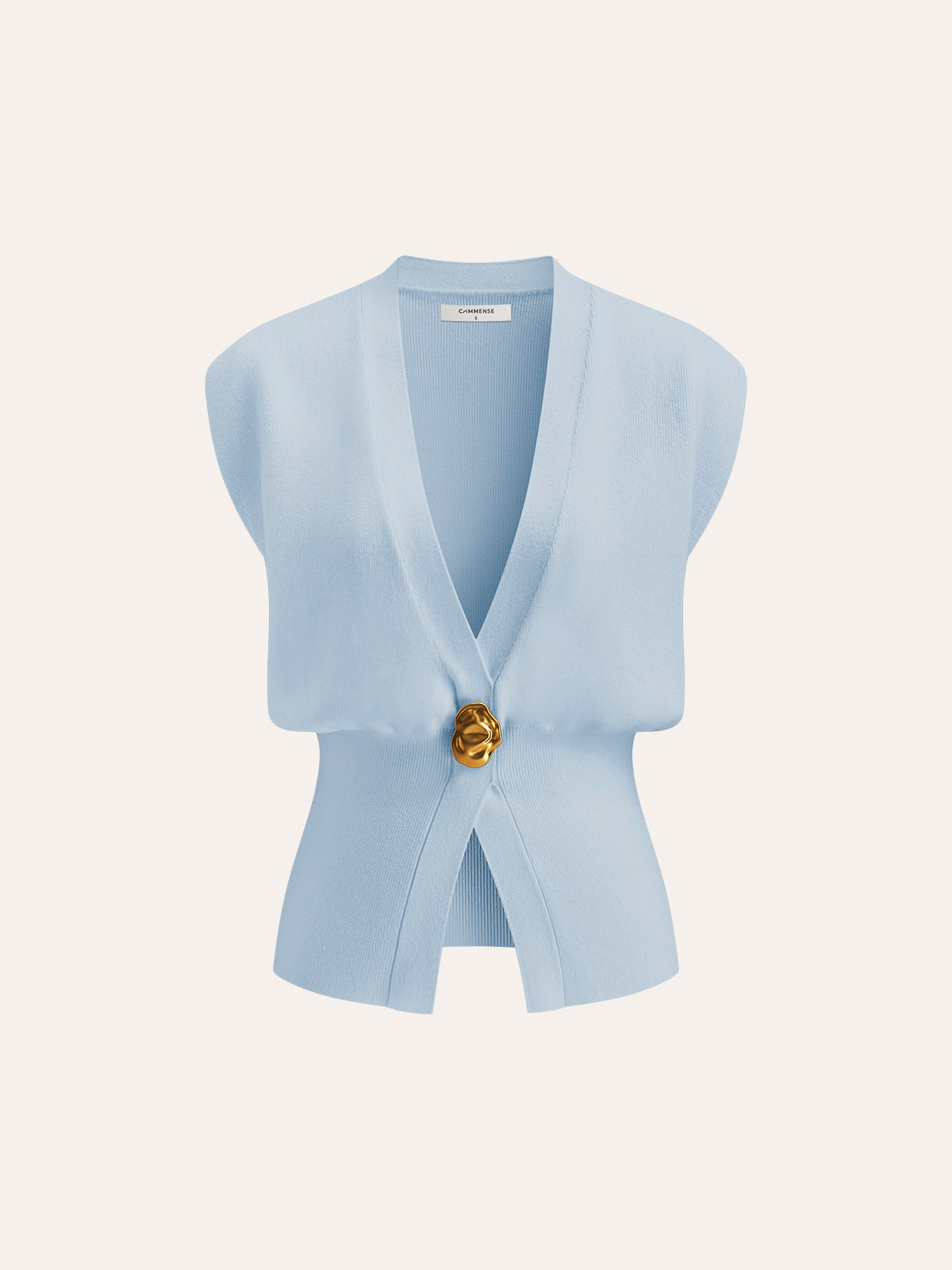 V-Neck Buttoned Detail Sweater Vest - Chic Rio