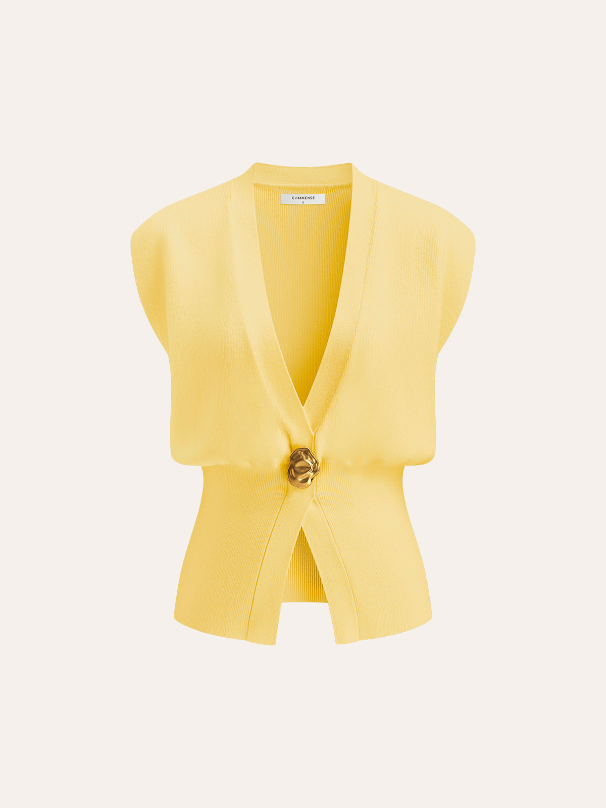 V-Neck Buttoned Detail Sweater Vest - Chic Rio