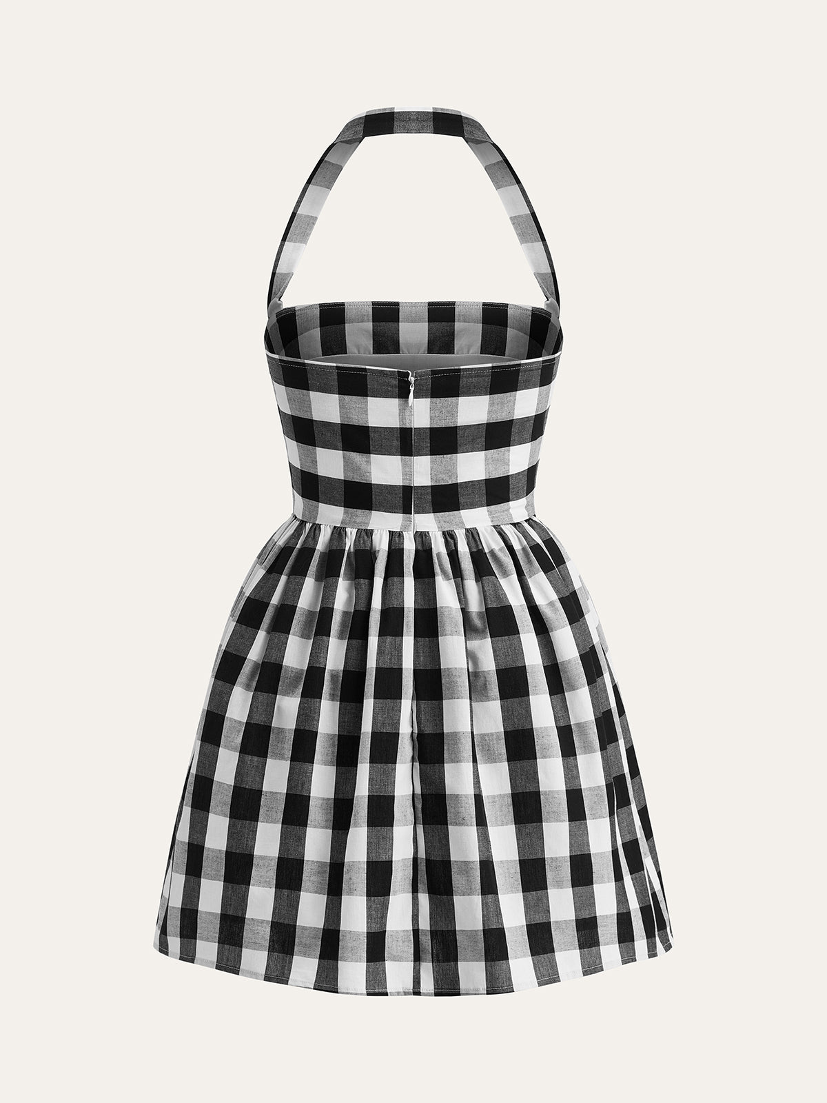 Plaid Halter Flare Dress - Chic Rio