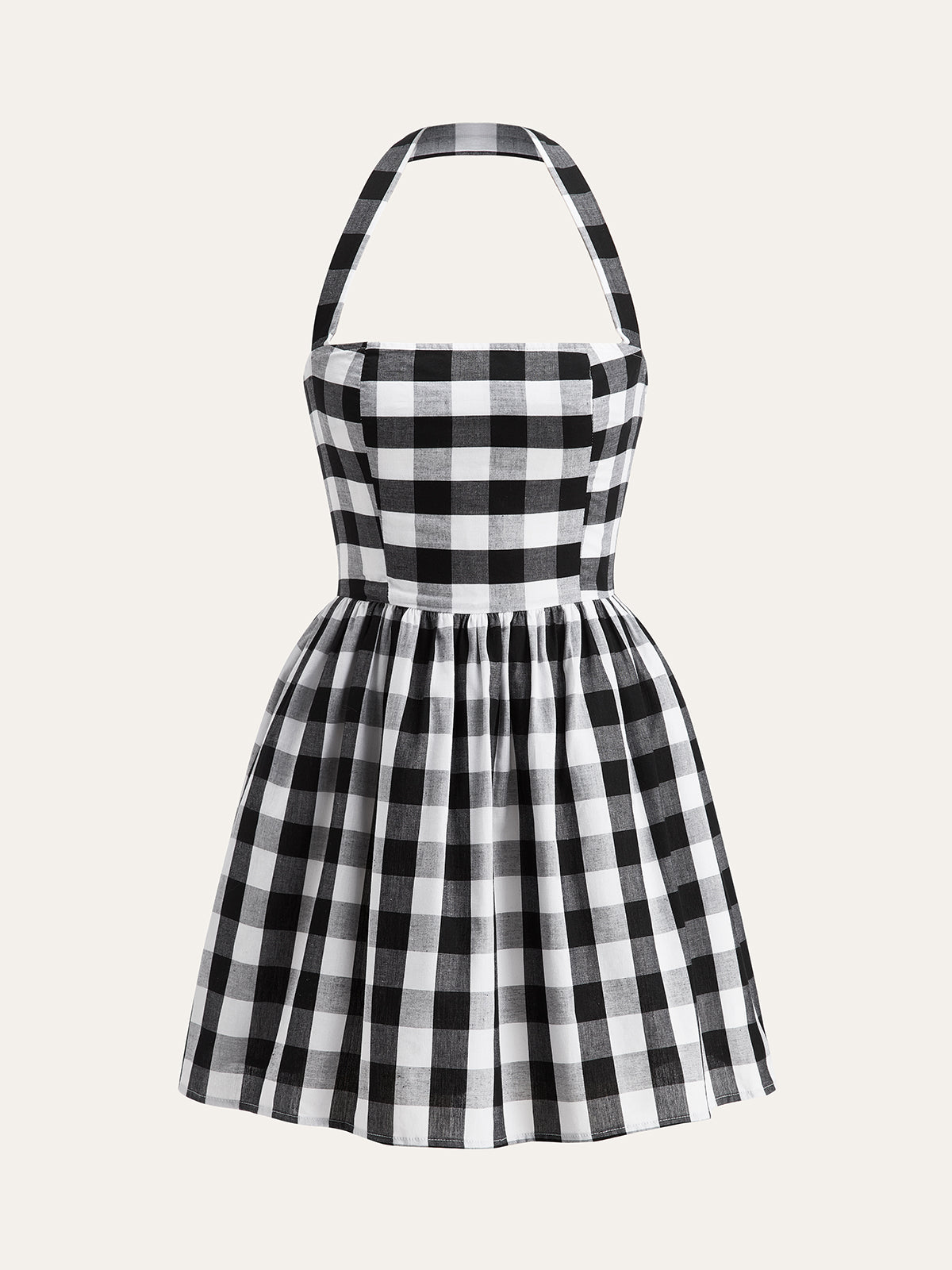 Plaid Halter Flare Dress - Chic Rio