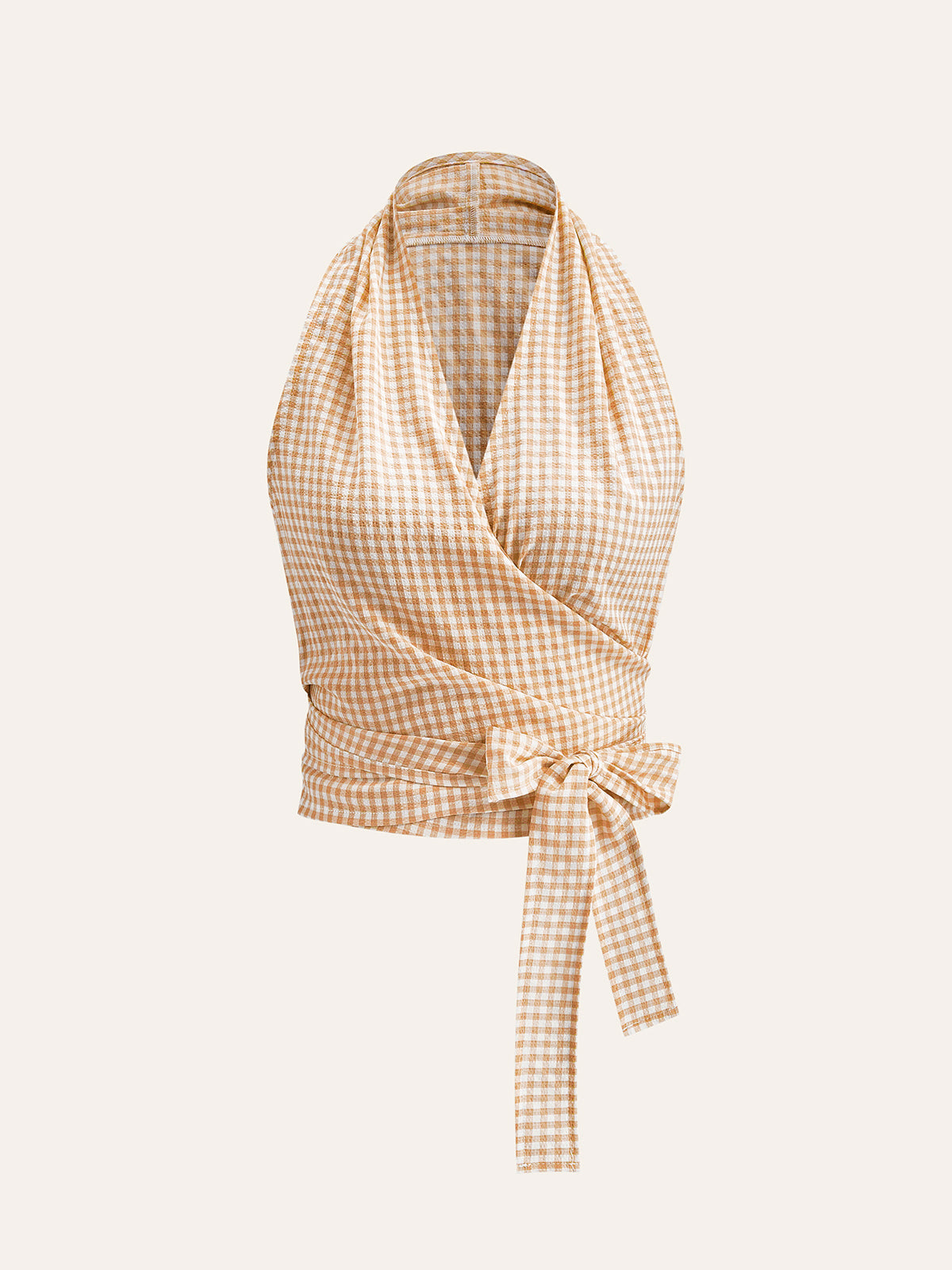Gingham Halter Wrap Top - Chic Rio