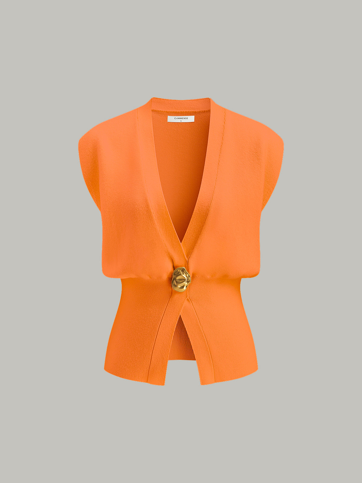 V-Neck Buttoned Detail Sweater Vest - Chic Rio
