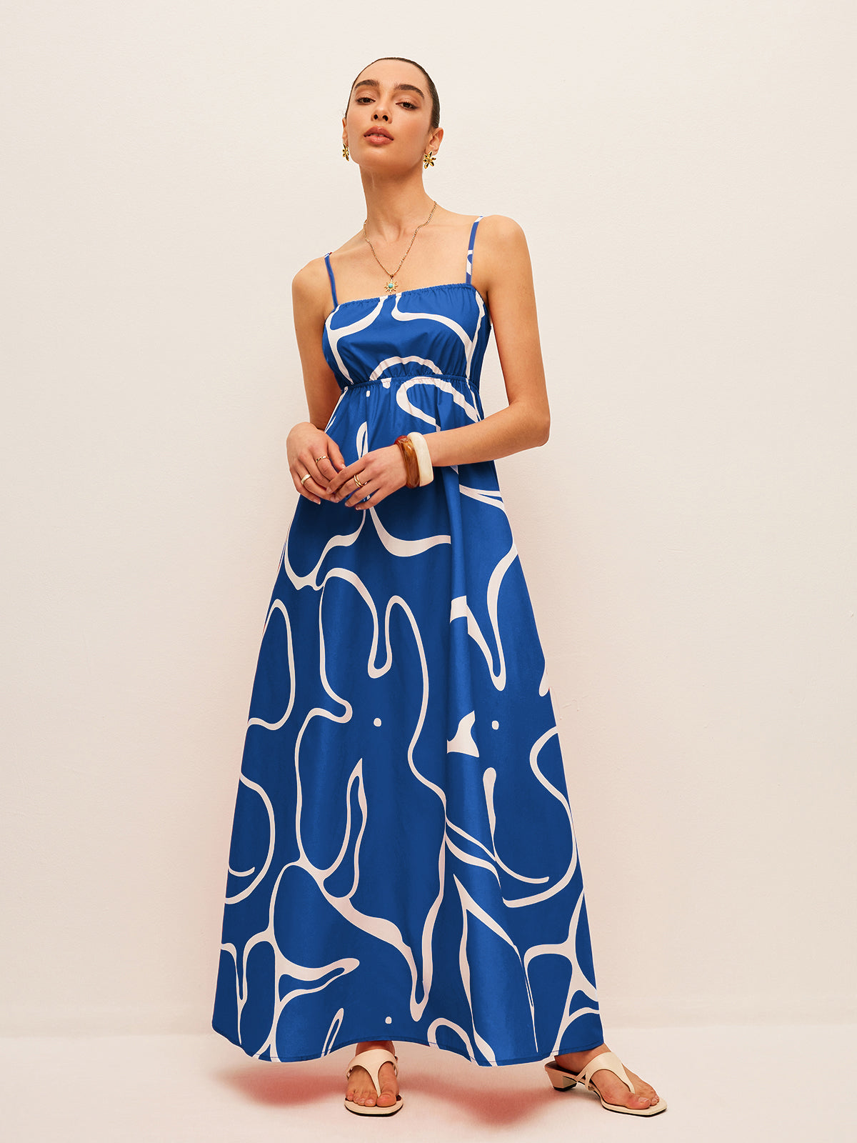 Printed Back Tie Detail Dress - Chic Rio