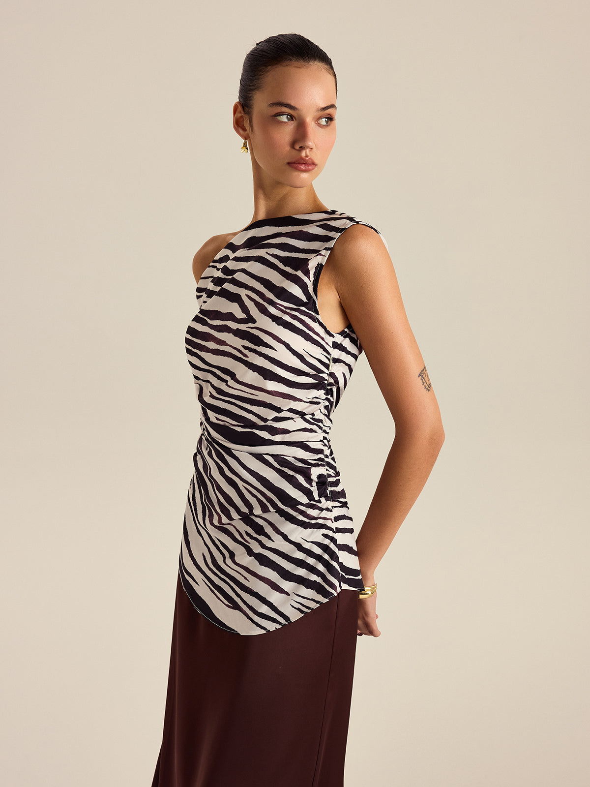 Zebra Print Off-Shoulder Top - Chic Rio