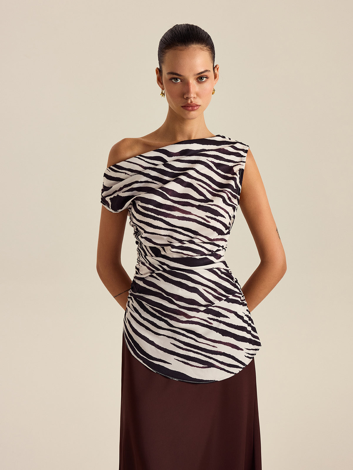 Zebra Print Off-Shoulder Top - Chic Rio