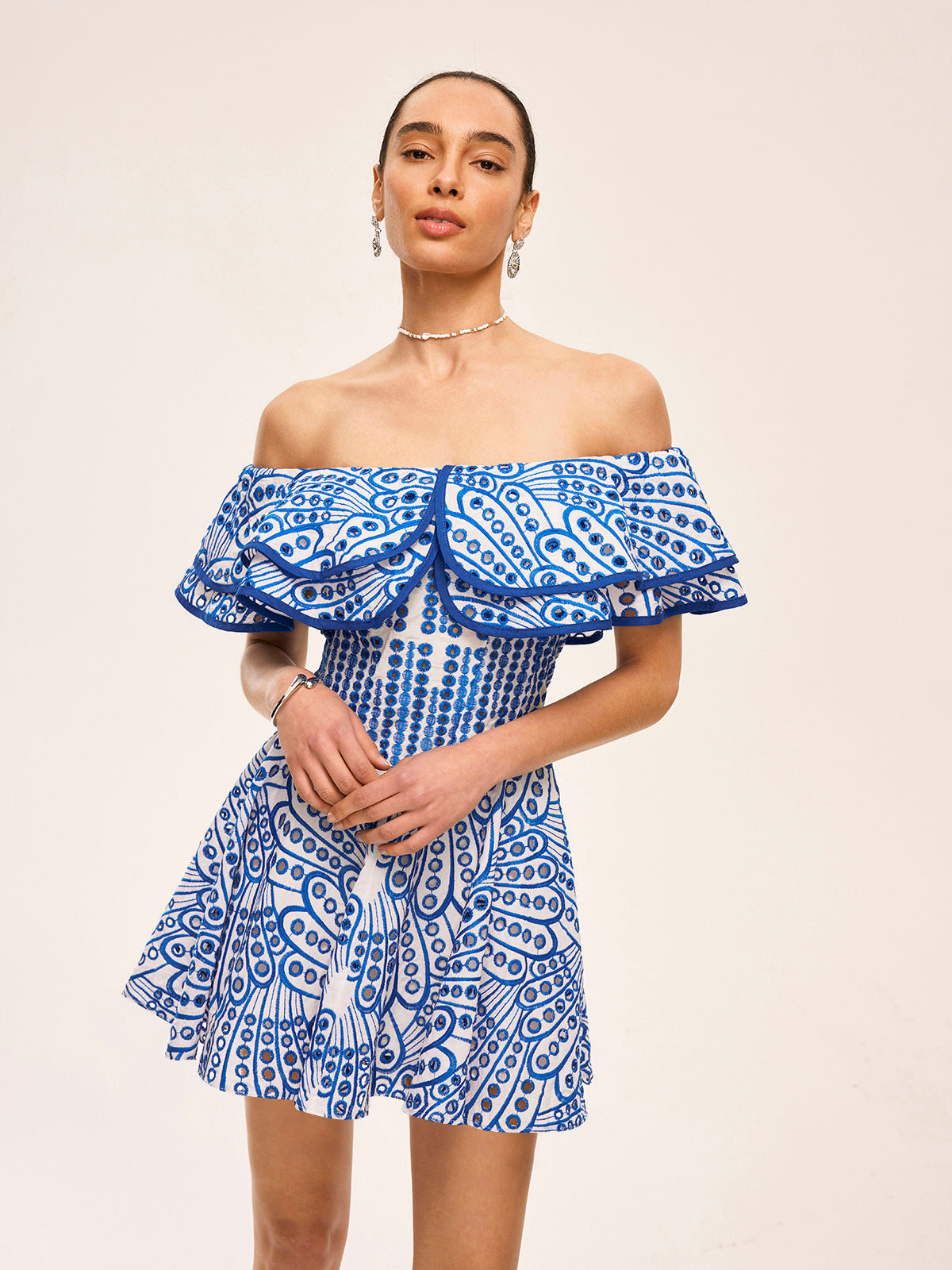 Semi-Sheer Off-Shoulder Ruffled Dress - Chic Rio