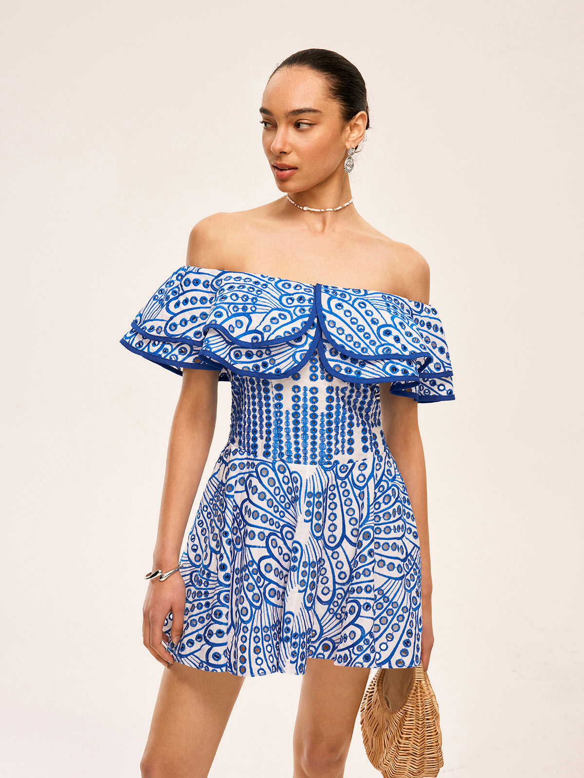 Semi-Sheer Off-Shoulder Ruffled Dress - Chic Rio