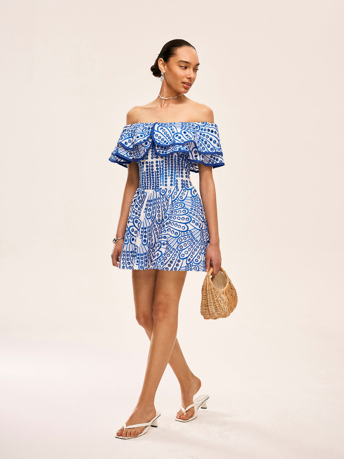 Semi-Sheer Off-Shoulder Ruffled Dress - Chic Rio