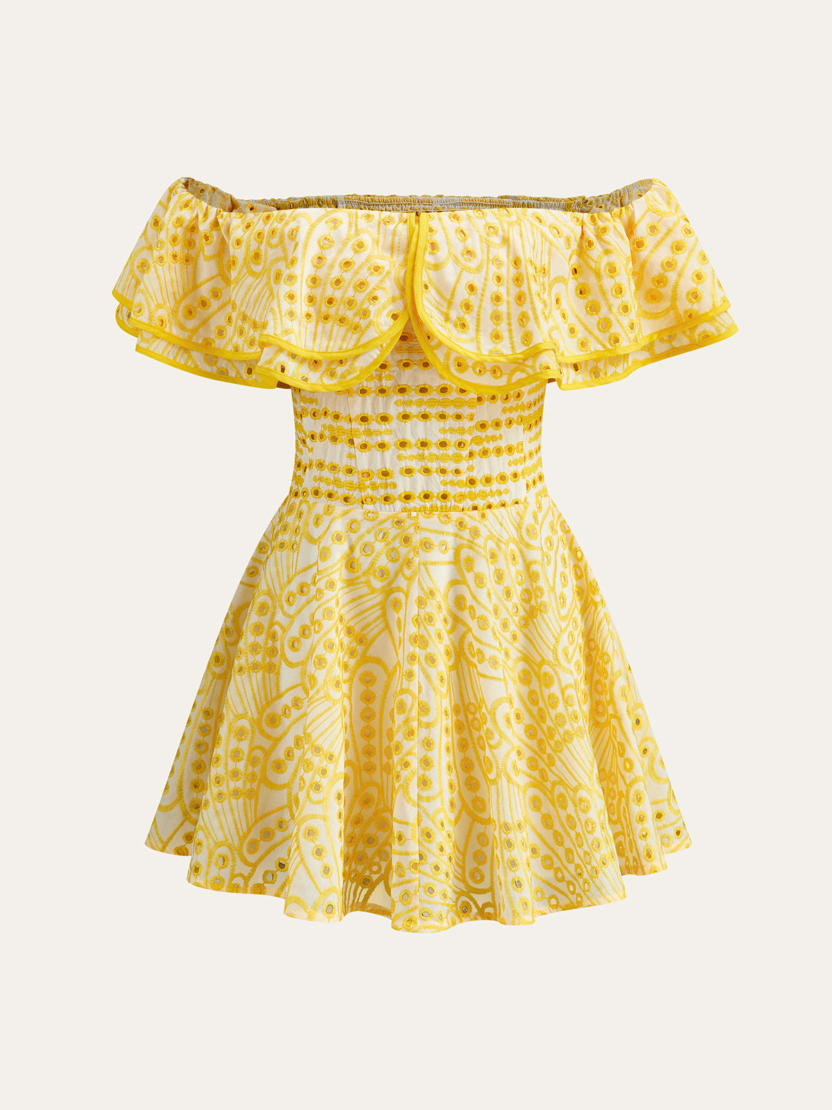 Semi-Sheer Off-Shoulder Ruffled Dress - Chic Rio