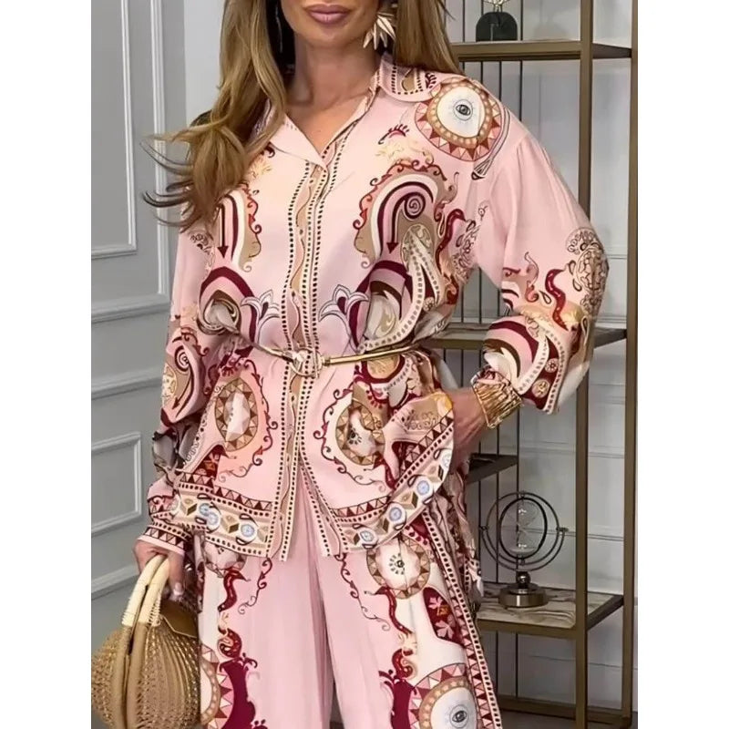 Unique Satin Pattern Print Button-Down Loose Shirt - Chic Rio