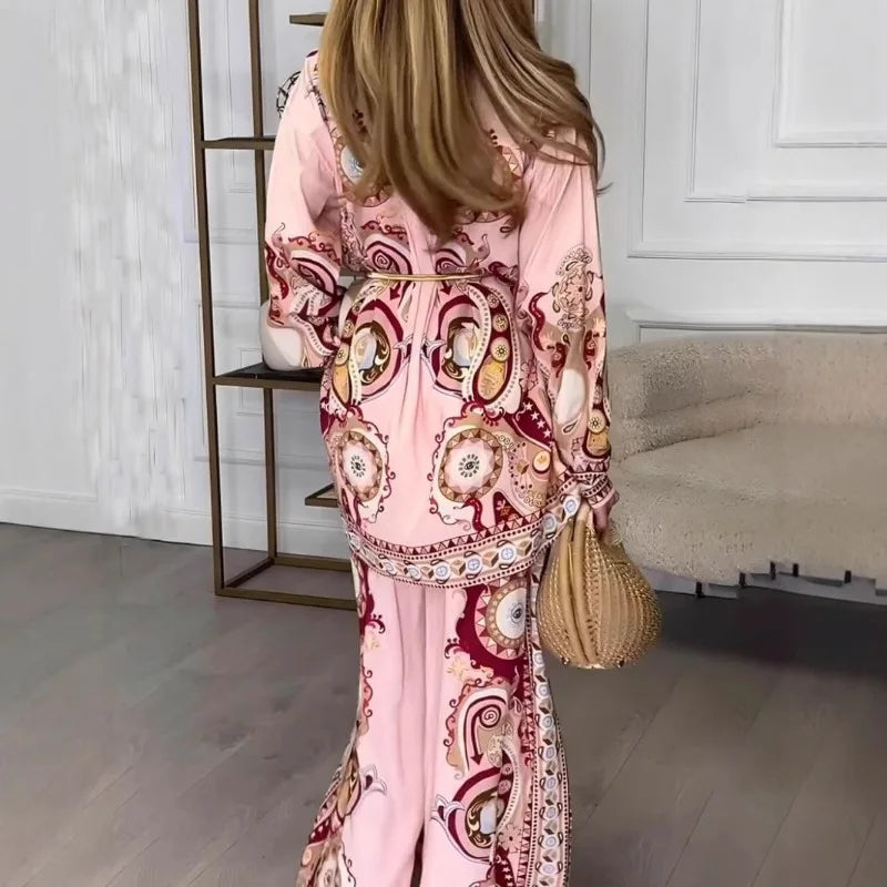 Unique Satin Pattern Print Button-Down Loose Shirt - Chic Rio