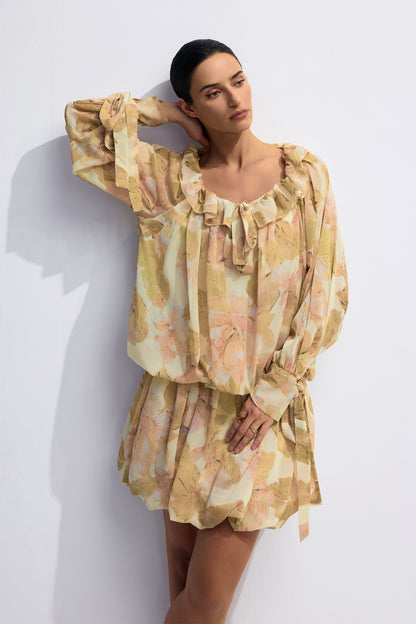 Butterfly Kisses Balloon Sleeve Hem Mini Dress - Chic Rio