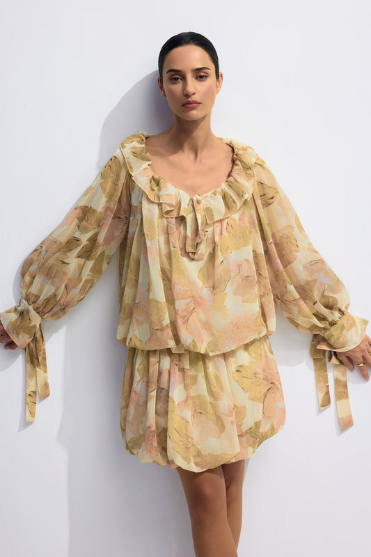 Butterfly Kisses Balloon Sleeve Hem Mini Dress - Chic Rio
