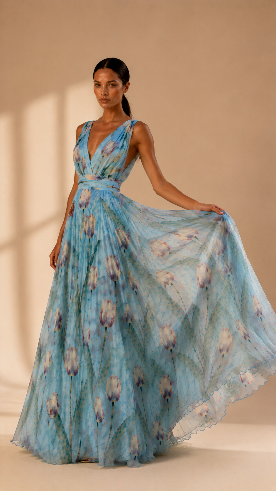 Aleli Floral Maxi Dress V Neck