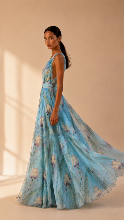 Aleli Floral Maxi Dress V Neck