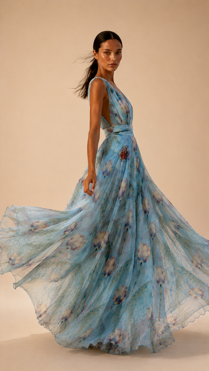 Aleli Floral Maxi Dress V Neck