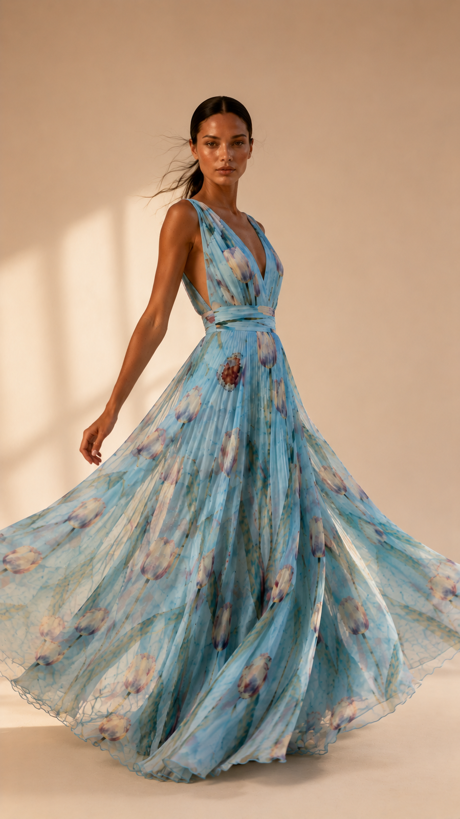 Aleli Floral Maxi Dress V Neck