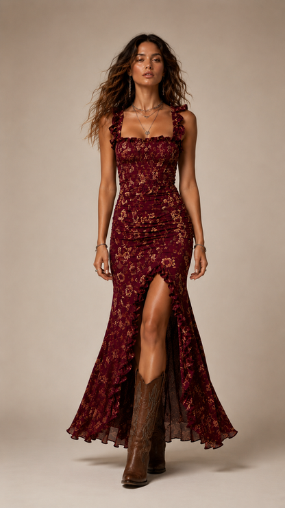Amalfi Bloom Ruffle Maxi Dress