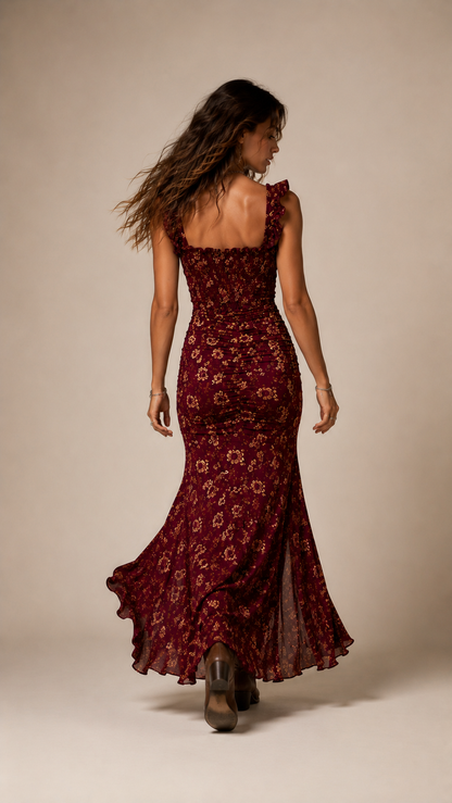 Amalfi Bloom Ruffle Maxi Dress