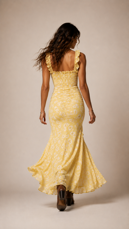 Amalfi Bloom Ruffle Maxi Dress