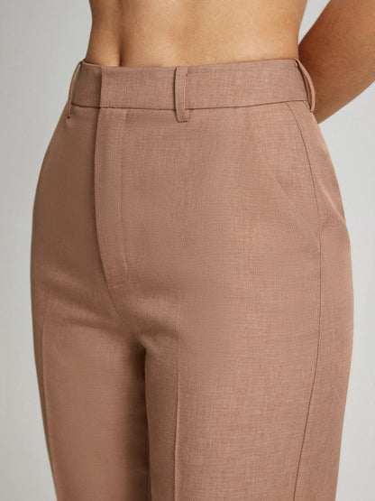 High Waisted Cropped Skinny Straight Leg Trousers - Chic Rio