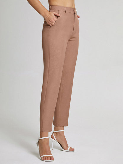 High Waisted Cropped Skinny Straight Leg Trousers - Chic Rio