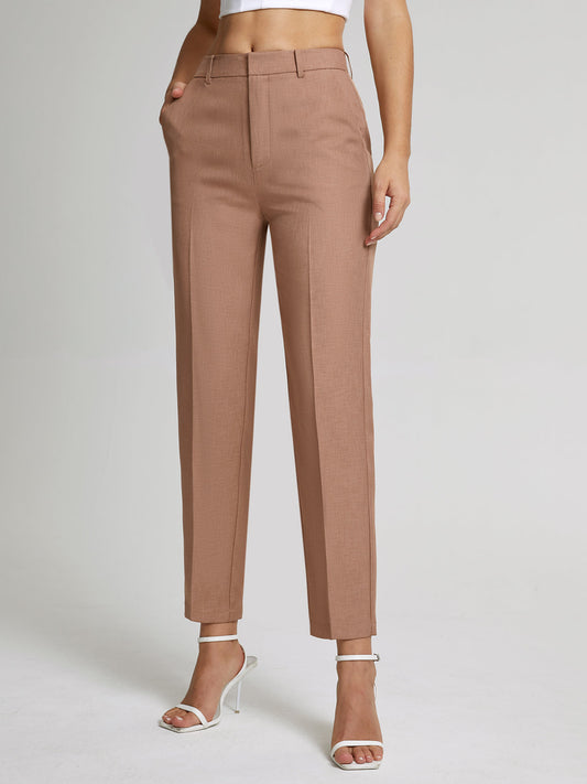High Waisted Cropped Skinny Straight Leg Trousers - Chic Rio