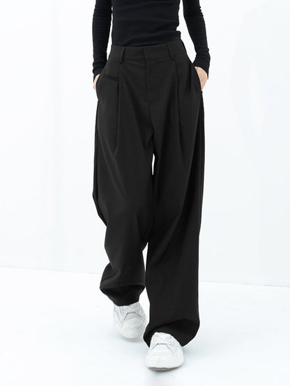 Basic Baggy Wide Leg Dress Pants - Chic Rio
