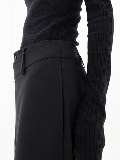 Asymmetrical Layer Button Wide Leg Dress Pants - Chic Rio