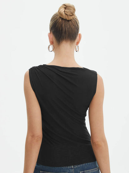 Solid Pleated Tank Top - Chic Rio