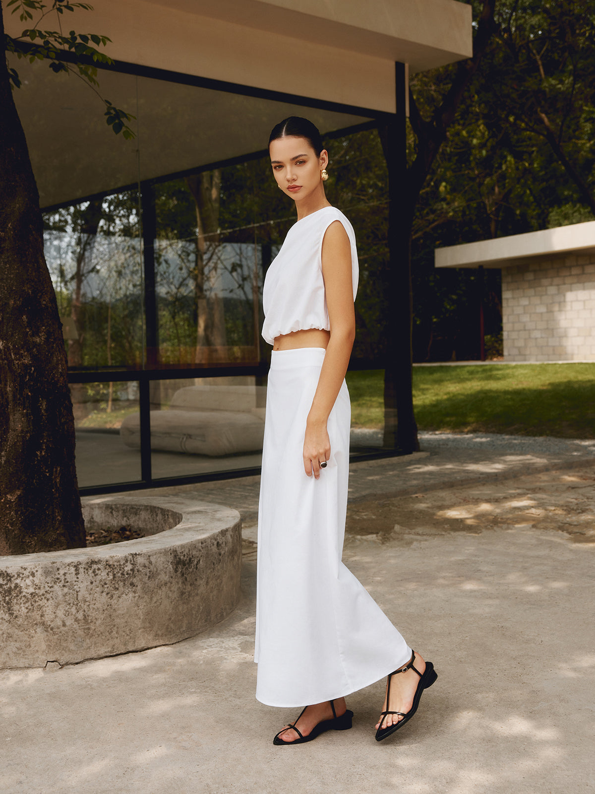 Cotton & Linen One Shoulder Off T-Shirt - Chic Rio