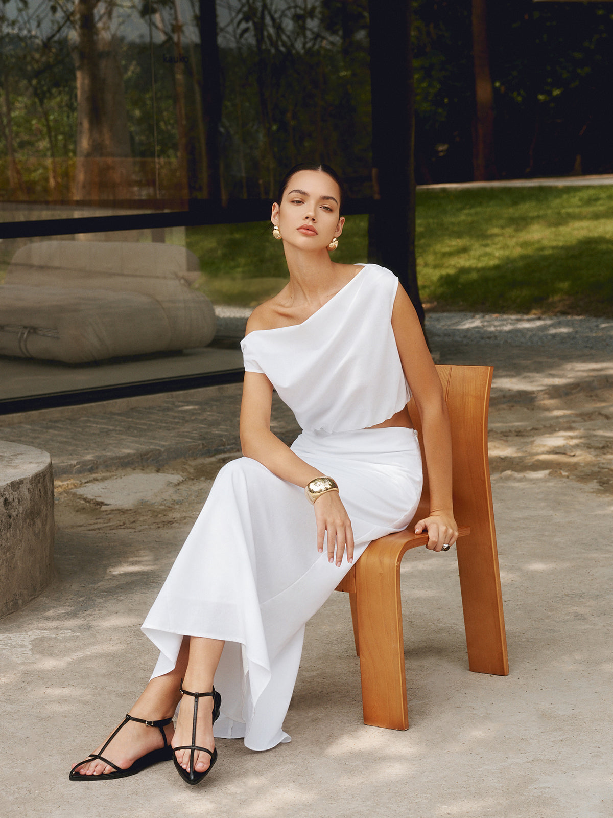 Cotton & Linen One Shoulder Off T-Shirt - Chic Rio