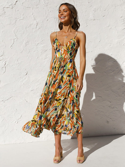 Multi Color Print Cami Midi Dress - Chic Rio