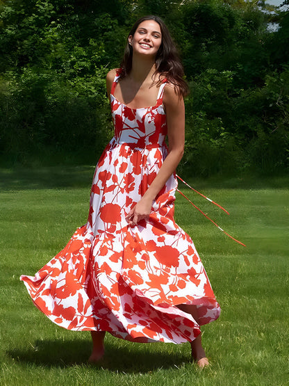 Blooming In Summer Floral Print Cami Long Dress - Chic Rio