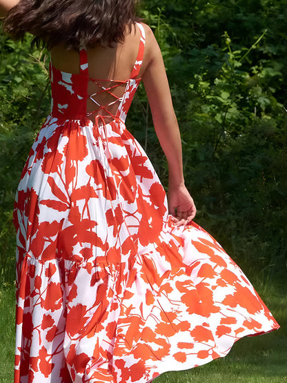 Blooming In Summer Floral Print Cami Long Dress - Chic Rio