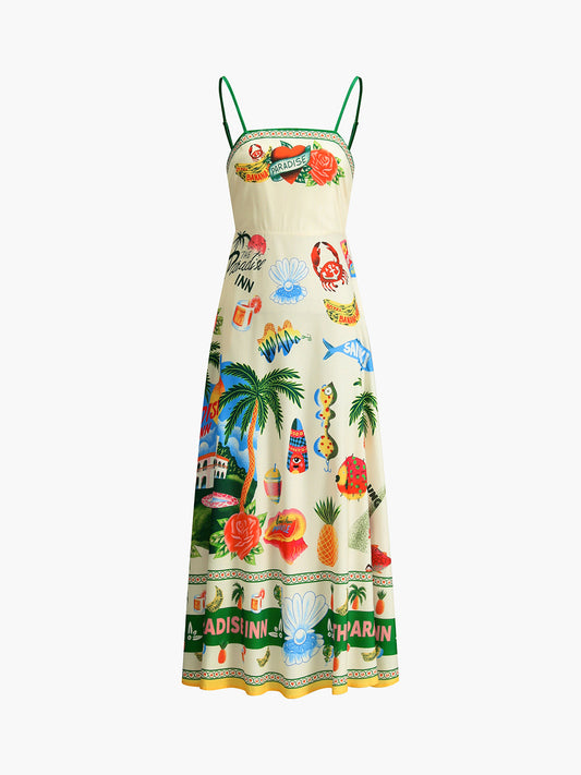 Paradise Print Vacation Cami Long Dress - Chic Rio