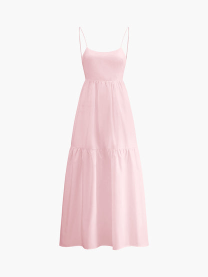 Solid Backless Long Dress - Chic Rio